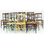 TWELVE REGENCY AND EARLY VICTORIAN MAHOGANY, FRUITWOOD AND PAINTED DINING AND BEDROOM CHAIRS,