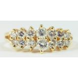 A DIAMOND TWO ROW RING IN GOLD, MARKED 14K, SIZE P, 3.7G GROSS