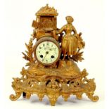 A FRENCH SPELTER MANTLE CLOCK, 19TH CENTURY