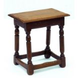 A CHARLES II  STYLE OAK JOINTED STOOL, 45CM W