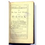 SAVILLE (GEORGE FIRST MARQUIS OF HALIFAX) - MISCELLANIES BY THE LATE LORD MARQUIS OF HALIFAX, HALF