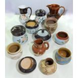 A COLLECTION OF LOVATT'S LANGLEY ART POTTERY SLIP AND OTHER WARES, INCLUDING JUGS AND TOBACCO JARS