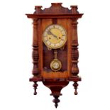 A WALNUT 'VIENNA' WALL CLOCK WITH GRIDIRON PENDULUM, 61CM H, CIRCA 1900