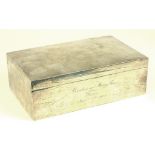 A VICTORIAN SILVER CIGAR BOX, CEDAR LINED, 23CM W, LONDON 1895