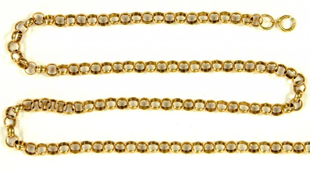 A GOLD CHAIN, MARKED 375, 11.5G