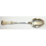 A SCANDINAVIAN ENGRAVED SILVER SERVING SPOON, BY G AASEN, LATE 19TH C, 5OZS