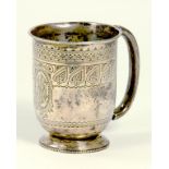 A VICTORIAN SILVER CHRISTENING MUG, 8CM H, BIRMINGHAM 1882, 3OZS