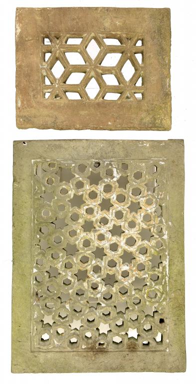 TWO INDIAN STONE JALI PANELS, 19TH C 39 x 53cm and smaller ++Minor damage but no substantial