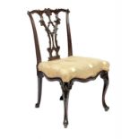 A GEORGE III CARVED MAHOGANY CHAIR, POSSIBLY BY WRIGHT AND ELWICK, C1760 the back, pierced splat and