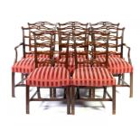 A SET OF EIGHT GEORGE III STYLE MAHOGANY DINING CHAIRS, C1930 including a pair of elbow chairs, 95cm