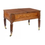 A WILLIAM IV MAHOGANY LIBRARY TABLE, C1830-40 with two adjustable flaps, panelled front with