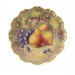 A ROYAL WORCESTER PLATE, 1953 painted by H Ayrton, signed, with an all over still life of fruit,