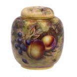 A ROYAL WORCESTER GINGER JAR AND COVER, LATE 20TH C painted by Sibley-Lewis, signed, with an all