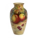 A ROYAL WORCESTER VASE, 1936 painted by H H Price, signed, with an all over still life of ripening