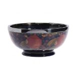 A MOORCROFT POMEGRANATE BOWL, C1918-25 mounted with EPNS rim, 20.5cm diam, impressed marks,