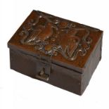 AN EARLY NEWLYN INDUSTRIAL CLASS COPPER REPOUSSÉ CASKET BY JOHN PEARSON, C1982-98 of nailed sheet