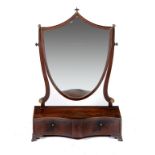 A GEORGE III MAHOGANY DRESSING MIRROR, C1790 crossbanded in rosewood and line inlaid, 65cm h; 21 x