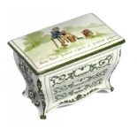 A ROYAL DOULTON COMMODE SHAPED BISCUIT BOX AND COVER, MADE FOR HUNTLEY & PALMERS, C1905 17.5cm w,