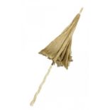 A FRENCH IVORY SILK AND LACE PARASOL, C1880 the folding ivory handle carved with grapevines,