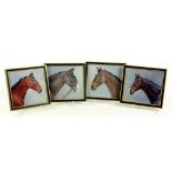 ENGLISH SCHOOL 1968-80 - THE HEADS OF FOUR HORSES, A SET OF FOUR ALL SIGNED WITH THE INITIALS M.J.S,