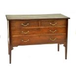 AN EDWARDIAN MAHOGANY DRESSING CHEST WITH BARBER POLE STRINGING, 107CM W