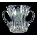 A STUART CUT GLASS ROYAL COMMEMORATIVE LOVING CUP ENGRAVED WITH THE CYPHER OF KING GEORGE VI, DATE