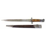 MILITARIA. A BRITISH PATTERN 1903 BAYONET FOR THE SHORT MODEL LEE ENFIELD RIFLE, WITH LAND MARK I