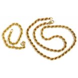 A 9CT GOLD ROPE NECKLACE, 12.2G