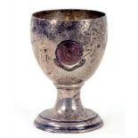 A GEORGE V SILVER GOBLET WITH OVOID BOWL, 13.5CM H, LONDON 1912, LOADED