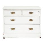 AN EDWARDIAN PINE CHEST OF DRAWERS, WHITE PAINTED, 100CM W