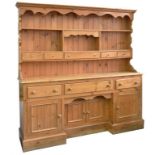 A WAXED PINE DRESSER, 182CM W