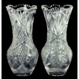 A PAIR OF CUT GLASS VASES, 42CM H, MID 20TH CENTURY