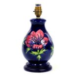 A MOORCROFT CLEMATIS LAMP, 23CM H EXCLUDING FITMENT