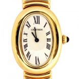 A CARTIER 18CT GOLD QUARTZ BAIGNOIRE WRISTWATCH, MAKER'S BRACELETWITH INVISIBLE CLASP, PAPERS AND