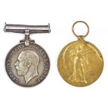 WORLD WAR I MEDALS. PAIR, BRITISH WAR MEDAL AND VICTORY MEDAL 49585 PTE A. BAKER ESSEX R