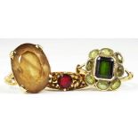 THREE GOLD RINGS, VARIOUSLY GEM SET, 13.5G GROSS