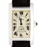 A CARTIER 18CT GOLD TANK AMERICAINE QUARTZ WRISTWATCH, WITH DATE AND SUBSIDIARY SECONDS DIAL,