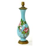 AN ORMOLU-MOUNTED JAPANESE CLOISONNÉ ENAMEL VASE ADAPTED AS A LAMP, 34CM H, EXCLUDING FITMENT