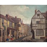 ENGLISH NAIVE ARTIST, LATE 19TH/EARLY 20TH CENTURY - BRIDLESMITH GATE NOTTINGHAM, OIL ON CANVAS,