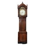 A VICTORIAN MAHOGANY EIGHT DAY LONGCASE CLOCK WITH PAINTED DIAL, 230CM H