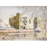 S. BURDEN - NEWARK CASTLE IN WINTER, SIGNED, WATERCOLOUR, 29.5CM X 40CM