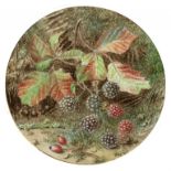 ENGLISH SCHOOL, 1909 - STILL LIFE WITH RASPBERRIES AND ROSEHIPS ON A MOSSY BANK, SIGNED WITH THE