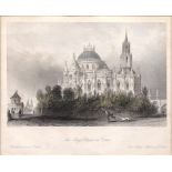 J. SANDS AFTER THOMAS ALLOM - THE KINGS CHAPEL AT DREUX, STEEL ENGRAVING, CIRCA 1836, HAND COLOURED,