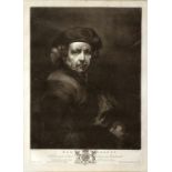 RICHARD EARLOM AFTER REMBRANDT - PORTRAIT OF THE ARTIST, MEZZOTINT, PUBLISHED BY J. BOYDELL 1767,