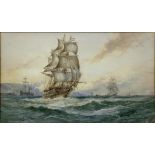 ENGLISH SCHOOL, LATE 19TH CENTURY - UNDER SAIL, INDISTINCTLY SIGNED, WATERCOLOUR, 29CM X 49 CM