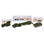 DINKY TOYS BOXED GROUP OF MILITARY VEHICLES 660 TANK TRANSPORTER, 651 CENTURION TANK AND 622 10