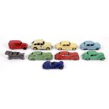 DINKY AND OTHER TOYS, MOTOR CARS INCLUDING RILEY, ROVER 7S, "DUNLOP" VAN AND JOLLY ROLLER (2) (9)
