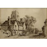 GEORGE HODGSON - BRIDLINGTON PRIORY, SIGNED AND INSCRIBED, WATERCOLOUR, 27.5CM X 49CM, TWO