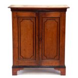 A VICTORINA MAHOGANY AND EBONY LINE INLAID CUPBOARD, 94CM H, 82CM W