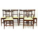 A SET OF 6 EARLY 19TH C MAHOGANY DINING CHAIRS INCLUDING TWO ELBOW CHAIRS